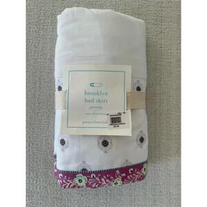 NWT POTTERY BARN BABY Brooklyn Crib Skirt White Purple‎ Floral Dust Ruffle